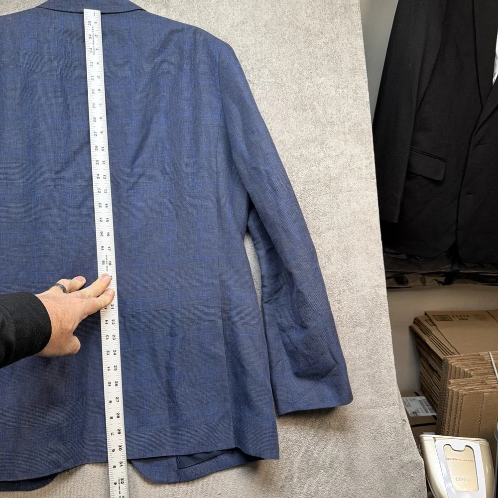 J‎ Crew Thompson Blazer 42L Blue Plaid Linen Blend Sport Coat Preppy